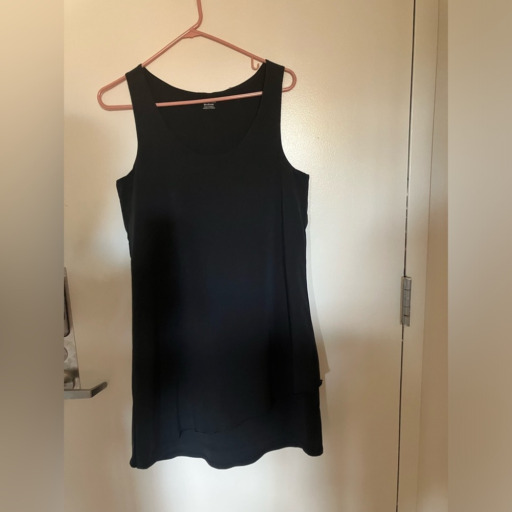 Short black dress.